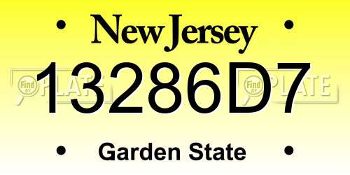 13286D7 New Jersey License Plate