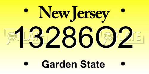13286O2 New Jersey License Plate