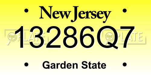 13286Q7 New Jersey License Plate