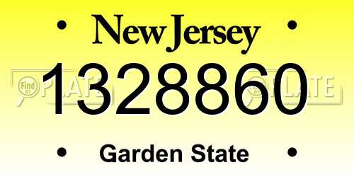 1328860 New Jersey License Plate