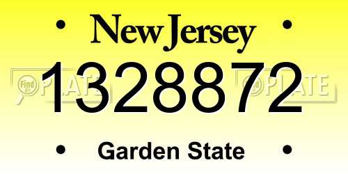 1328872 New Jersey License Plate