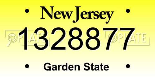 1328877 New Jersey License Plate