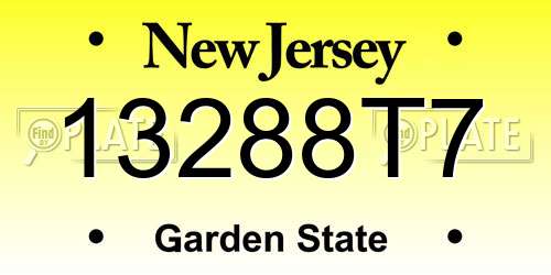 13288T7 New Jersey License Plate