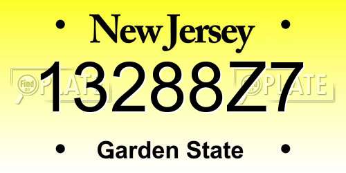 13288Z7 New Jersey License Plate
