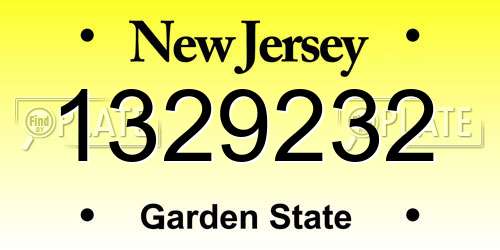 1329232 New Jersey License Plate