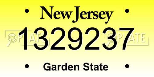 1329237 New Jersey License Plate