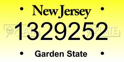 1329252 New Jersey License Plate