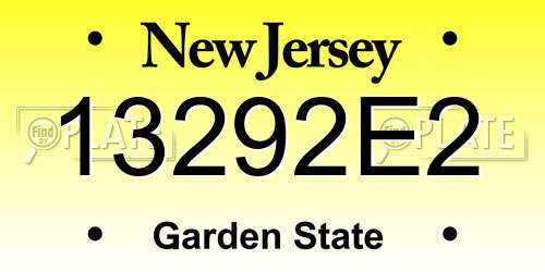 13292E2 New Jersey License Plate