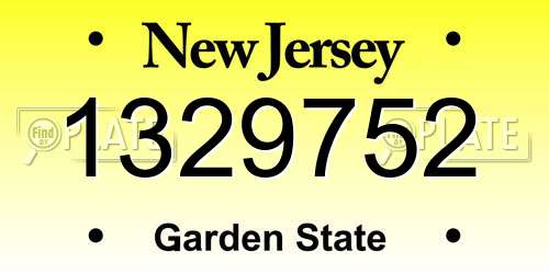 1329752 New Jersey License Plate
