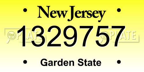 1329757 New Jersey License Plate
