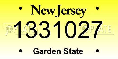1331027 New Jersey License Plate