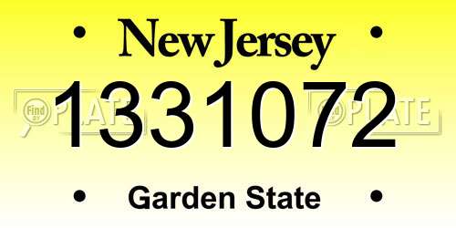 1331072 New Jersey License Plate