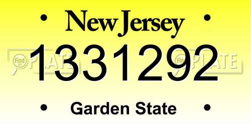 1331292 New Jersey License Plate