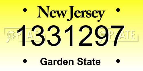1331297 New Jersey License Plate