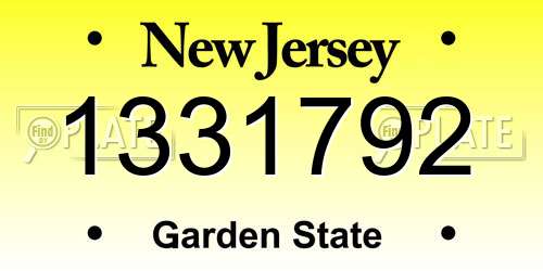 1331792 New Jersey License Plate