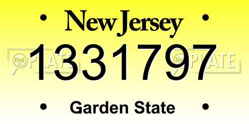 1331797 New Jersey License Plate
