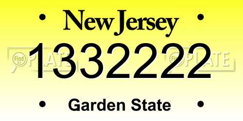1332222 New Jersey License Plate