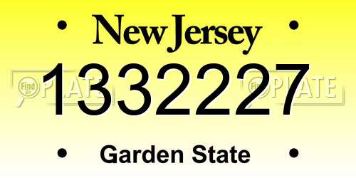 1332227 New Jersey License Plate