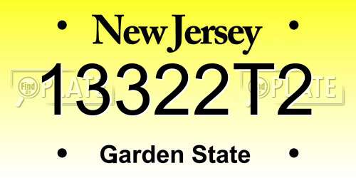 13322T2 New Jersey License Plate