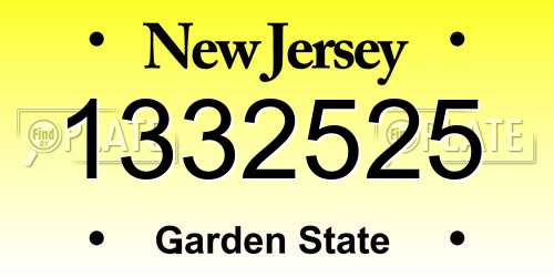 1332525 New Jersey License Plate
