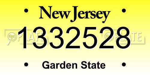 1332528 New Jersey License Plate