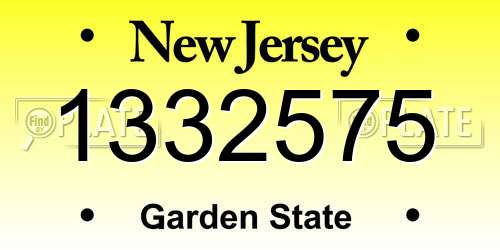 1332575 New Jersey License Plate
