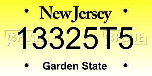 13325T5 New Jersey License Plate