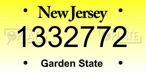 1332772 New Jersey License Plate