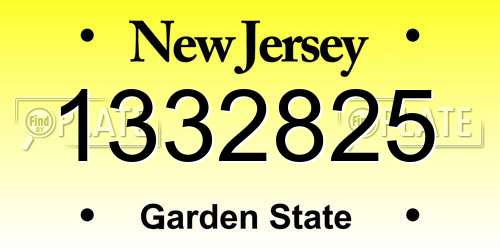 1332825 New Jersey License Plate