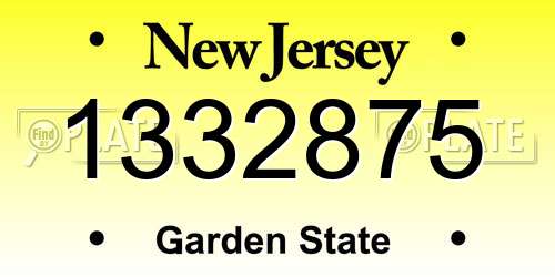 1332875 New Jersey License Plate