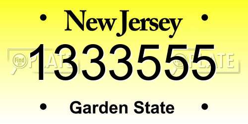 1333555 New Jersey License Plate