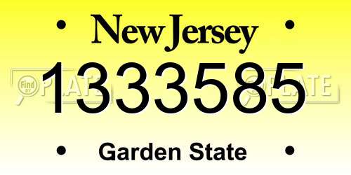 1333585 New Jersey License Plate