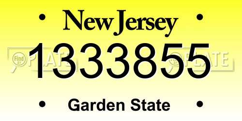 1333855 New Jersey License Plate