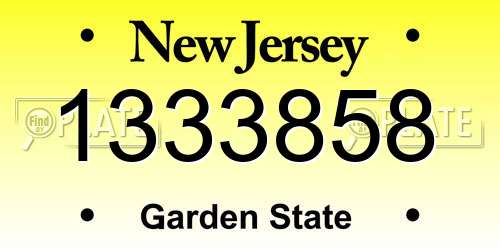 1333858 New Jersey License Plate