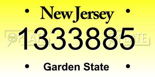 1333885 New Jersey License Plate