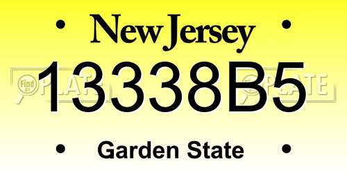 13338B5 New Jersey License Plate
