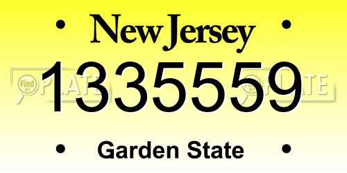 1335559 New Jersey License Plate
