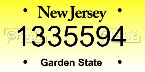 1335594 New Jersey License Plate