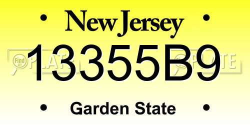 13355B9 New Jersey License Plate
