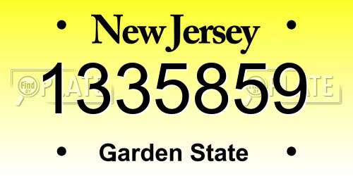 1335859 New Jersey License Plate