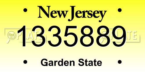 1335889 New Jersey License Plate