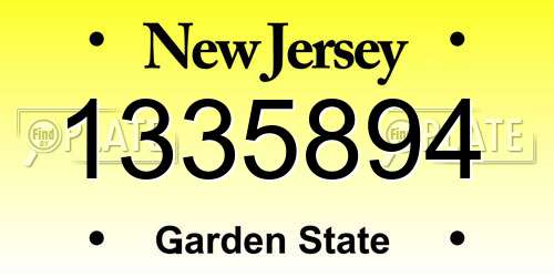 1335894 New Jersey License Plate