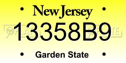 13358B9 New Jersey License Plate