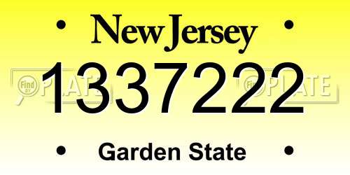 1337222 New Jersey License Plate