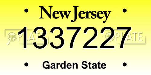 1337227 New Jersey License Plate