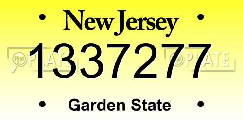 1337277 New Jersey License Plate