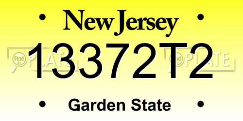 13372T2 New Jersey License Plate