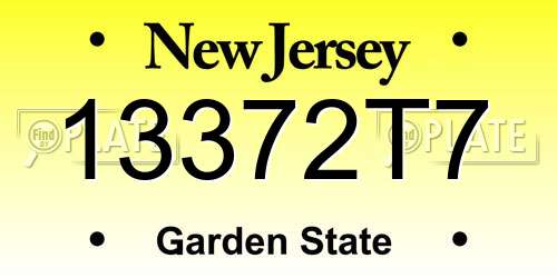 13372T7 New Jersey License Plate