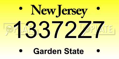 13372Z7 New Jersey License Plate