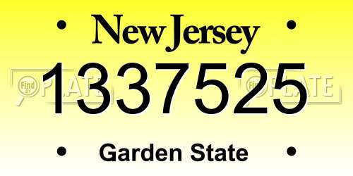 1337525 New Jersey License Plate